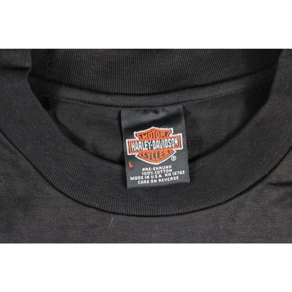 Vintage Harley Davidson T-Shirt Men L Black Graphic Print Easthampton MA USA - Picture 4 of 7